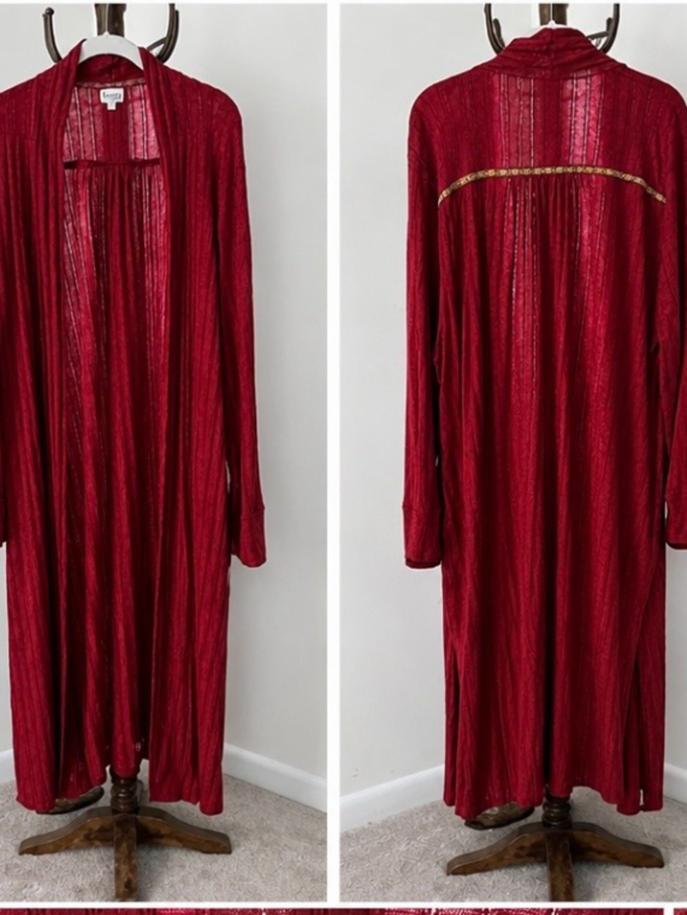 Long Open-Front Pink Red Tunic Cardigan NWOT Nordstrom